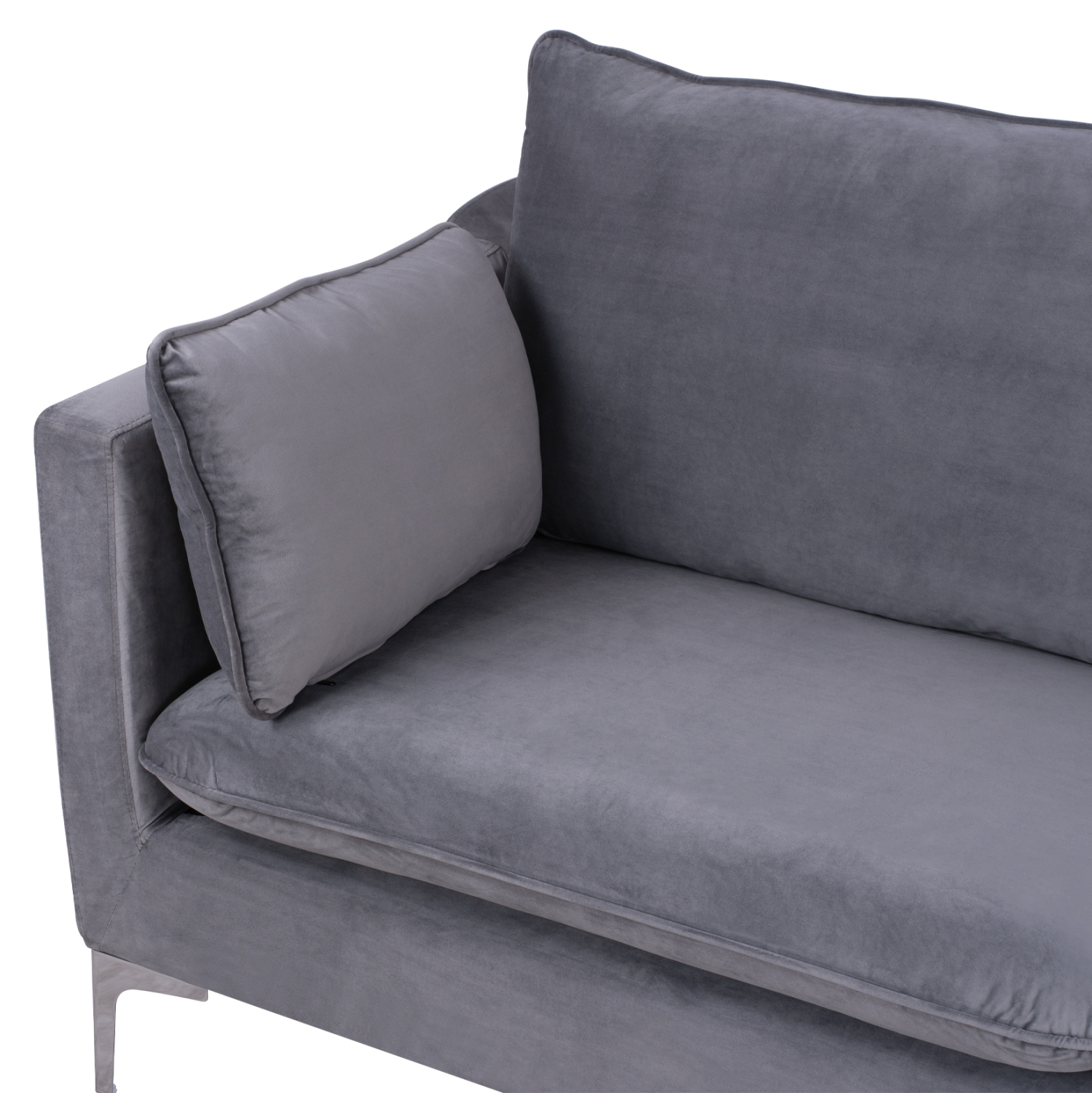 kanapes-3thesios-gkri-beloydo-metallika-5 ΚΑΝΑΠΕΣ 3ΘΕΣΙΟΣ ΓΚΡΙ ΒΕΛΟΥΔΟ & ΜΕΤΑΛΛΙΚΑ ΠΟΔΙΑ ΧΡΩΜΙΟΥ FB93136.31 208x81x95 εκ. - Image 6