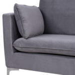 ΚΑΝΑΠΕΣ 3ΘΕΣΙΟΣ ΓΚΡΙ ΒΕΛΟΥΔΟ & ΜΕΤΑΛΛΙΚΑ ΠΟΔΙΑ ΧΡΩΜΙΟΥ FB93136.31 208x81x95 εκ. - Image 8