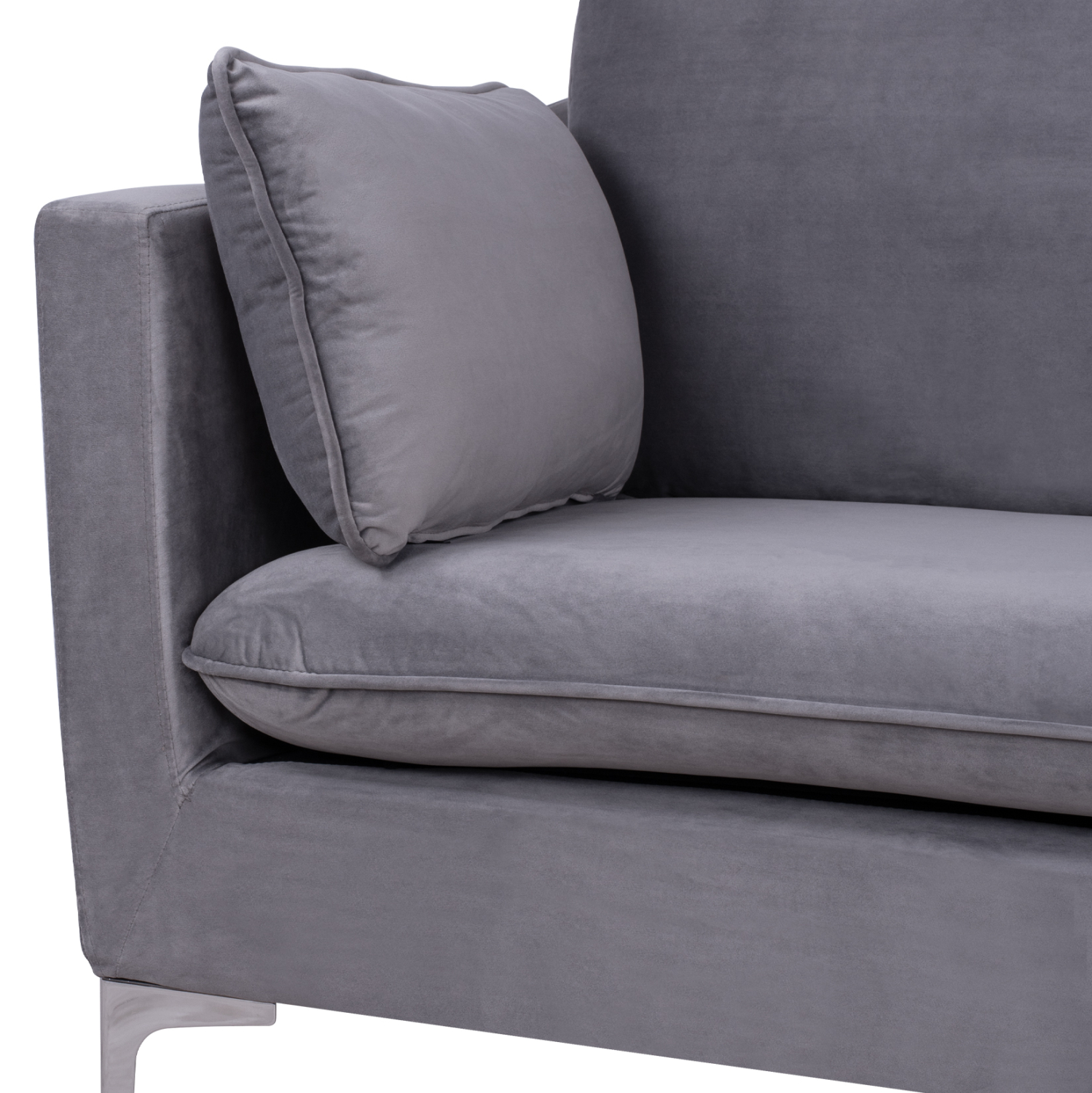 kanapes-3thesios-gkri-beloydo-metallika-7 ΚΑΝΑΠΕΣ 3ΘΕΣΙΟΣ ΓΚΡΙ ΒΕΛΟΥΔΟ & ΜΕΤΑΛΛΙΚΑ ΠΟΔΙΑ ΧΡΩΜΙΟΥ FB93136.31 208x81x95 εκ. - Image 8