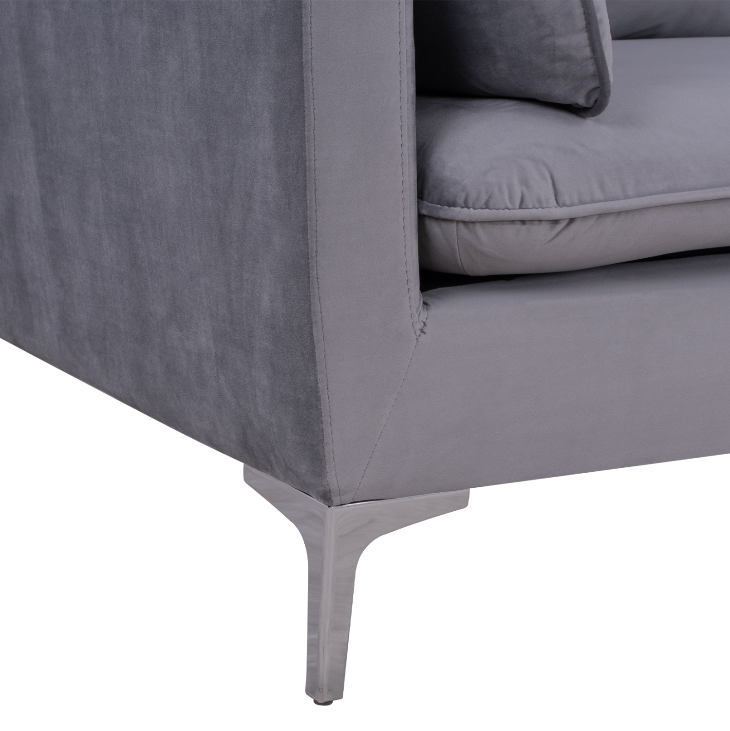 kanapes-3thesios-gkri-beloydo-metallika-8 ΚΑΝΑΠΕΣ 3ΘΕΣΙΟΣ ΓΚΡΙ ΒΕΛΟΥΔΟ & ΜΕΤΑΛΛΙΚΑ ΠΟΔΙΑ ΧΡΩΜΙΟΥ FB93136.31 208x81x95 εκ. - Image 9