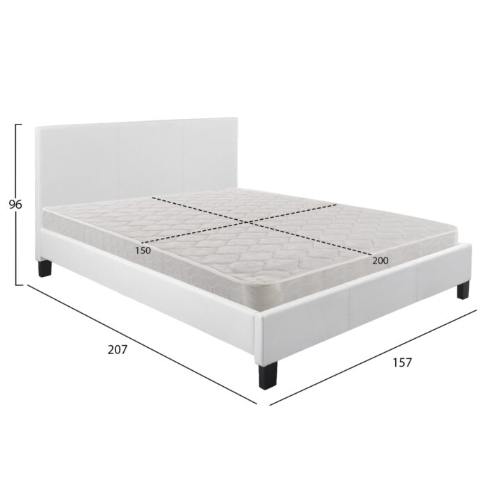 ΚΡΕΒΑΤΙ ΜΕ ΣΤΡΩΜΑ FB921283.01 ΛΕΥΚΟ PU--ΓΙΑ 150x200εκ - Image 3