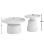 ΣΕΤ 2 ΤΡΑΠΕΖΙΑ ΣΑΛΟΝΙΟY FB918304.01 ΜΕΤΑΛΛΟ ΣΕ ΛΕΥΚΟ Φ50εκ & Φ70εκ - Image 2