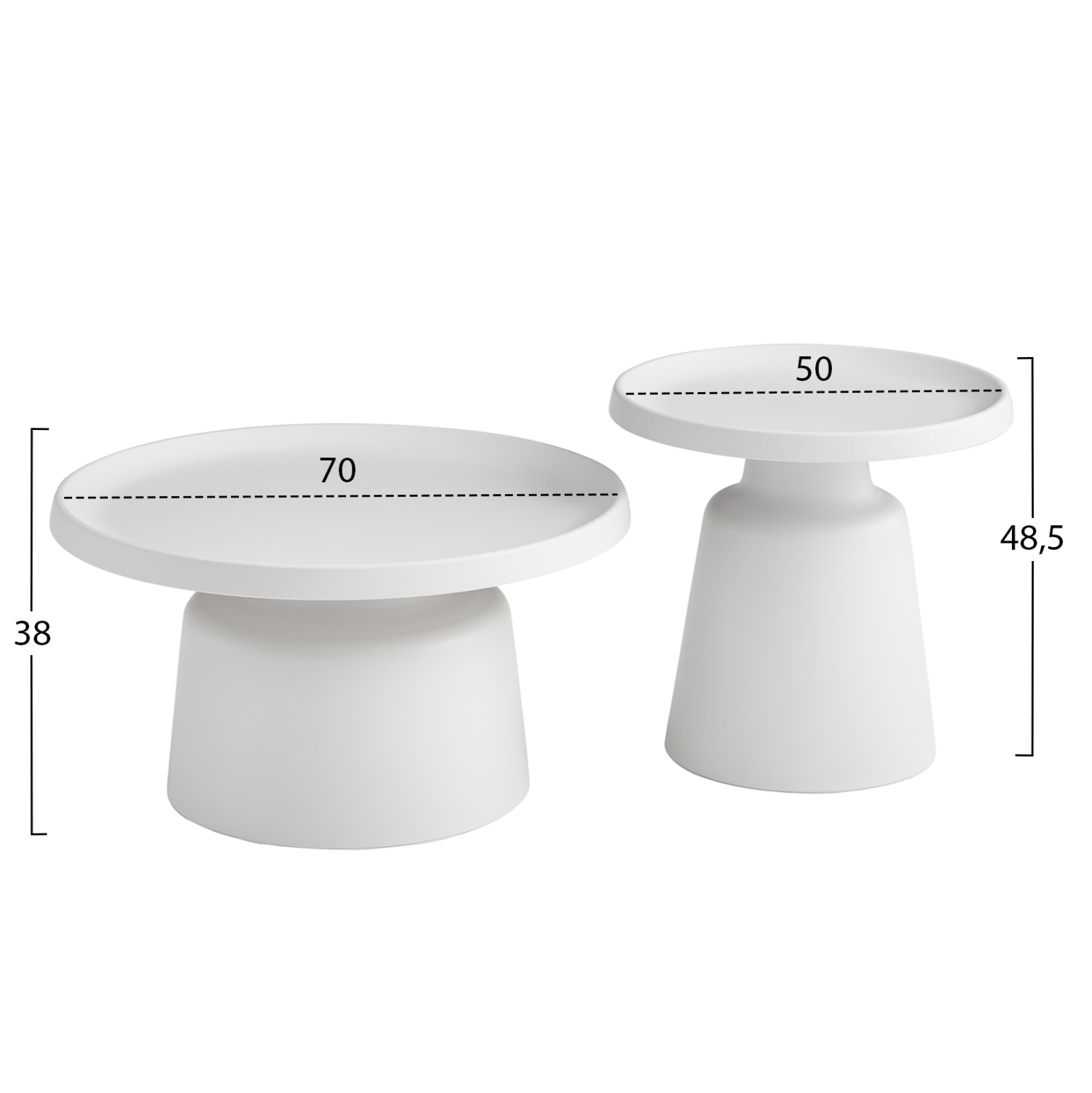 set-2-trapezia-salonioy-fb91830401-metal-1 ΣΕΤ 2 ΤΡΑΠΕΖΙΑ ΣΑΛΟΝΙΟY FB918304.01 ΜΕΤΑΛΛΟ ΣΕ ΛΕΥΚΟ Φ50εκ & Φ70εκ - Image 2