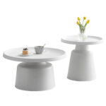 ΣΕΤ 2 ΤΡΑΠΕΖΙΑ ΣΑΛΟΝΙΟY FB918304.01 ΜΕΤΑΛΛΟ ΣΕ ΛΕΥΚΟ Φ50εκ & Φ70εκ