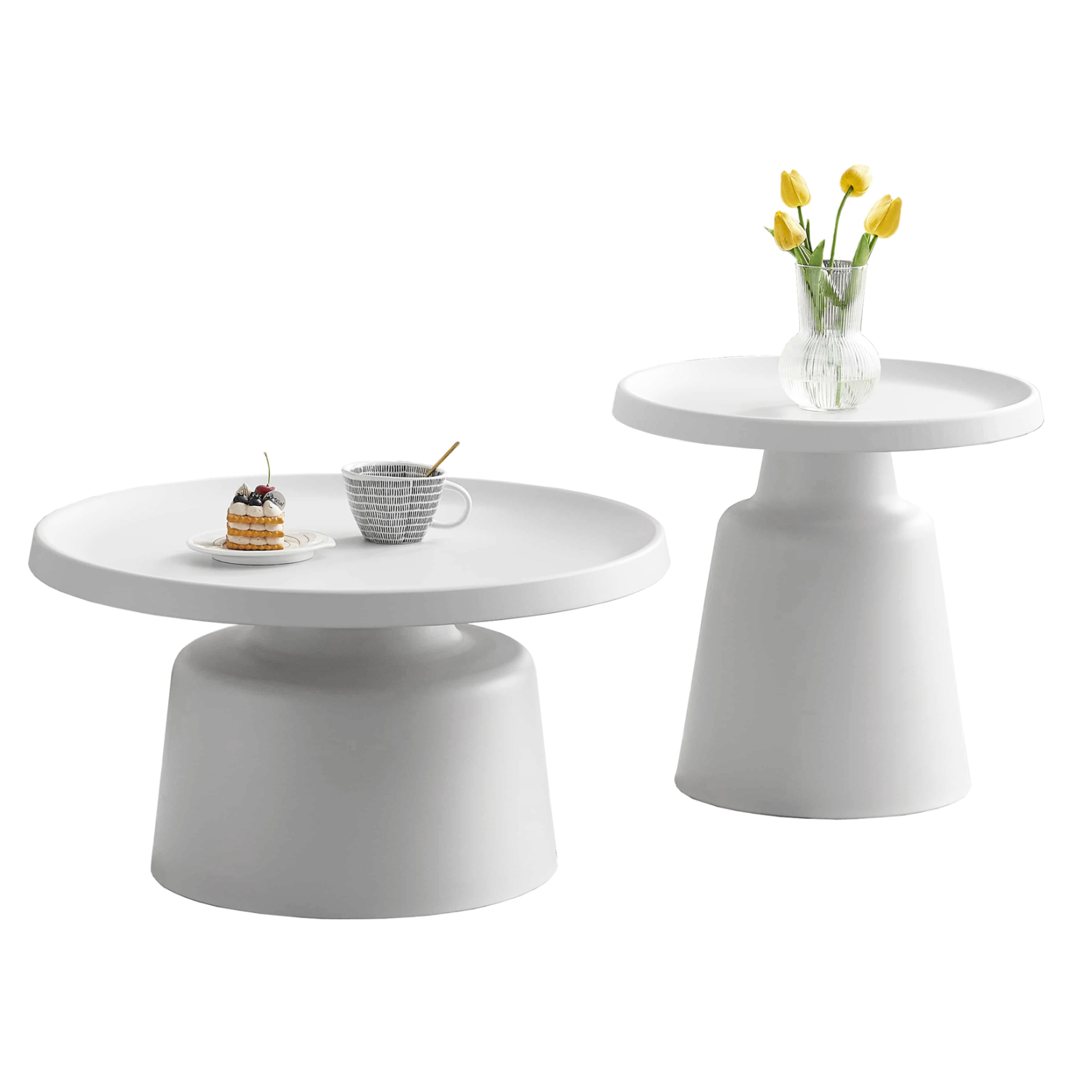 set-2-trapezia-salonioy-fb91830401-metal ΣΕΤ 2 ΤΡΑΠΕΖΙΑ ΣΑΛΟΝΙΟY FB918304.01 ΜΕΤΑΛΛΟ ΣΕ ΛΕΥΚΟ Φ50εκ & Φ70εκ - Image 1