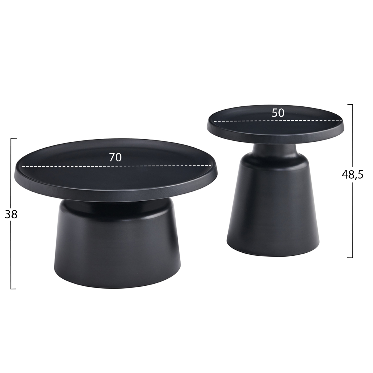 set-2-trapezia-salonioy-fb91830402-metal-1 ΣΕΤ 2 ΤΡΑΠΕΖΙΑ ΣΑΛΟΝΙΟΥ FB918304.02 ΜΕΤΑΛΛΟ ΣΕ ΜΑΥΡΟ Φ50εκ & Φ70εκ - Image 2