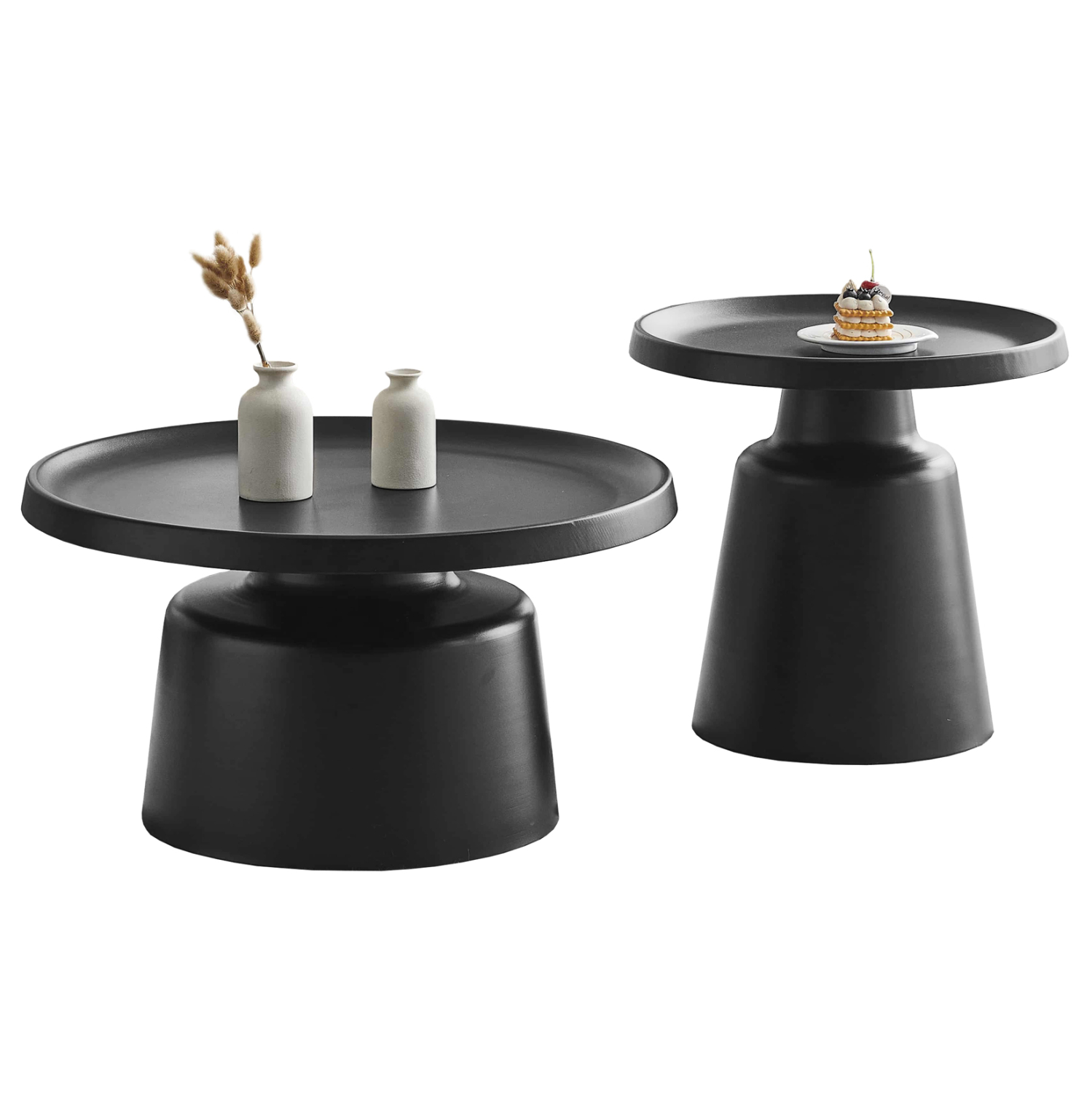 set-2-trapezia-salonioy-fb91830402-metal ΣΕΤ 2 ΤΡΑΠΕΖΙΑ ΣΑΛΟΝΙΟΥ FB918304.02 ΜΕΤΑΛΛΟ ΣΕ ΜΑΥΡΟ Φ50εκ & Φ70εκ - Image 1