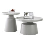 ΣΕΤ 2 ΤΡΑΠΕΖΙΑ ΣΑΛΟΝΙΟΥ FB918304.03 ΜΕΤΑΛΛΟ ΣΕ ΓΚΡΙ Φ50εκ & Φ70εκ