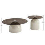 ΣΕΤ 2 ΤΡΑΠΕΖΙΑ ΣΑΛΟΝΙΟΥ FB918313.04 ΜΠΕΖ ΜΕΤΑΛ.ΒΑΣΕΙΣ--ΓΥΑΛΙ Φ50εκ & Φ80εκ - Image 2