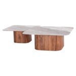 ΣΕΤ 2ΤΜΧ ΤΡΑΠΕΖΙΑ ΣΑΛΟΝΙΟΥ FB921079 ΓΚΡΙ ΜΑΡΜΑΡΟ-ΞΥΛΟ ΑΚΑΚΙΑΣ 100.5x100.5x40 εκ. & 80,5x80,5x37 εκ. - Image 4