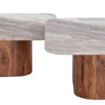 ΣΕΤ 2ΤΜΧ ΤΡΑΠΕΖΙΑ ΣΑΛΟΝΙΟΥ FB921079 ΓΚΡΙ ΜΑΡΜΑΡΟ-ΞΥΛΟ ΑΚΑΚΙΑΣ 100.5x100.5x40 εκ. & 80,5x80,5x37 εκ. - Image 7