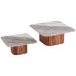 ΣΕΤ 2ΤΜΧ ΤΡΑΠΕΖΙΑ ΣΑΛΟΝΙΟΥ FB921079 ΓΚΡΙ ΜΑΡΜΑΡΟ-ΞΥΛΟ ΑΚΑΚΙΑΣ 100.5x100.5x40 εκ. & 80,5x80,5x37 εκ. - Image 8