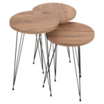 ΣΕΤ ΒΟΗΘ.ΤΡΑΠΕΖΑΚΙΑ FB918173.04 ΜΕΛΑΜΙΝΗ ΣΕ ΦΥΣΙΚΟ-ΜΑΥΡΑ ΜΕΤΑΛ.ΠΟΔΙΑ - Image 9