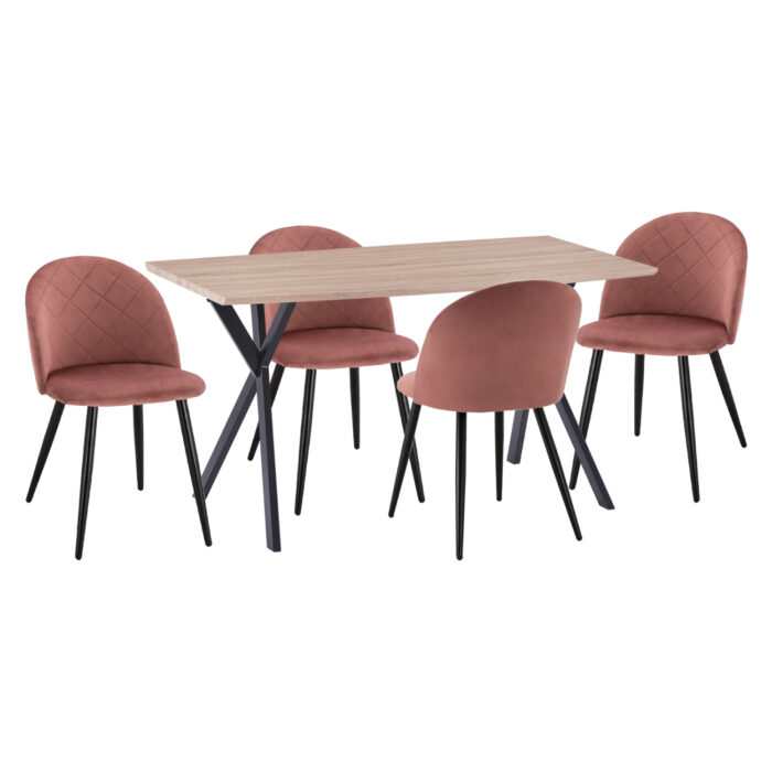 ΣΕΤ ΤΡΑΠΕΖΑΡΙΑΣ 5ΤΜΧ FB921277 MDF TOP-ΒΕΛΟΥΔΟ ΣΑΠΙΟ ΜΗΛΟ & ΜΕΤΑΛΛΟ ΜΑΥΡΟ - Image 1