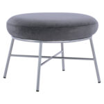 ΣΚΑΜΠΟ ΥΠΟΠΟΔΙΟ FB98640.01 ΑΠΟ ΓΚΡΙ ΒΕΛΟΥΔΟ ΜΕ ΑΣΗΜΙ ΒΑΣΗ 55x46x38Υ εκ. - Image 4