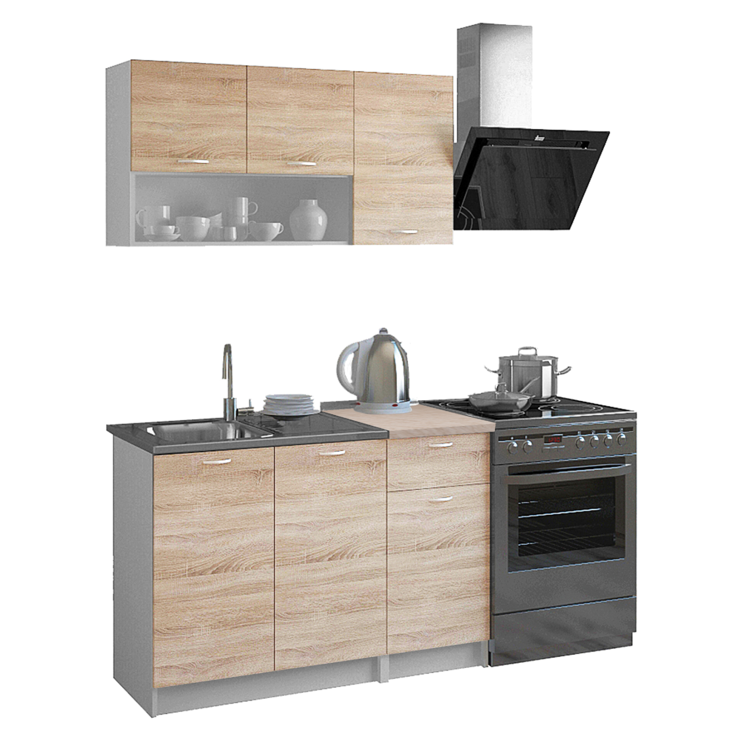 synthesi-koyzinas-melamini-me-pagko-sona ΣΥΝΘΕΣΗ ΚΟΥΖΙΝΑΣ ΜΕΛΑΜΙΝΗ ΜΕ ΠΑΓΚΟ SONAMA-ΛΕΥΚΟ FB92440 46-29,2x120 εκ. - Image 1