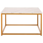 ΤΡΑΠΕΖΙ ΣΑΛΟΝΙΟΥ FB98942.11 ΜΕΛΑΜΙΝΗ ΛΕΥΚΟ ΜΑΡΜΑΡΟ-ΧΡΥΣΗ ΒΑΣΗ 75x75x43,5Υεκ. - Image 3