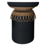 ΒΟΗΘΗΤΙΚΟ ΤΡΑΠΕΖΙ FB918159.01 FIBER CEMENT ΜΑΥΡΟ & RATTAN--Φ60x76,5Υεκ