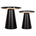 ΤΡΑΠΕΖΙA ΣΑΛΟΝΙΟΥ 2ΤΜΧ FB99920 ΜΕΤΑΛΛΟ ΕΜΑΓΙΕ TOP-ΒΑΣΗ ΜΑΤ-ΜΑΥΡΟ Φ50 & Φ40 εκ. - Image 8