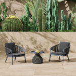 ΒΟΗΘΗΤΙΚΟ ΤΡΑΠΕΖΑΚΙ ΣΤΡΟΓΓΥΛΟ FB96477.01 ΓΚΡΙ ΑΛΟΥΜΙΝΙΟ & ΣΧΟΙΝΙ Φ55x45Υεκ. - Image 2