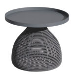 ΒΟΗΘΗΤΙΚΟ ΤΡΑΠΕΖΑΚΙ ΣΤΡΟΓΓΥΛΟ FB96477.01 ΓΚΡΙ ΑΛΟΥΜΙΝΙΟ & ΣΧΟΙΝΙ Φ55x45Υεκ.