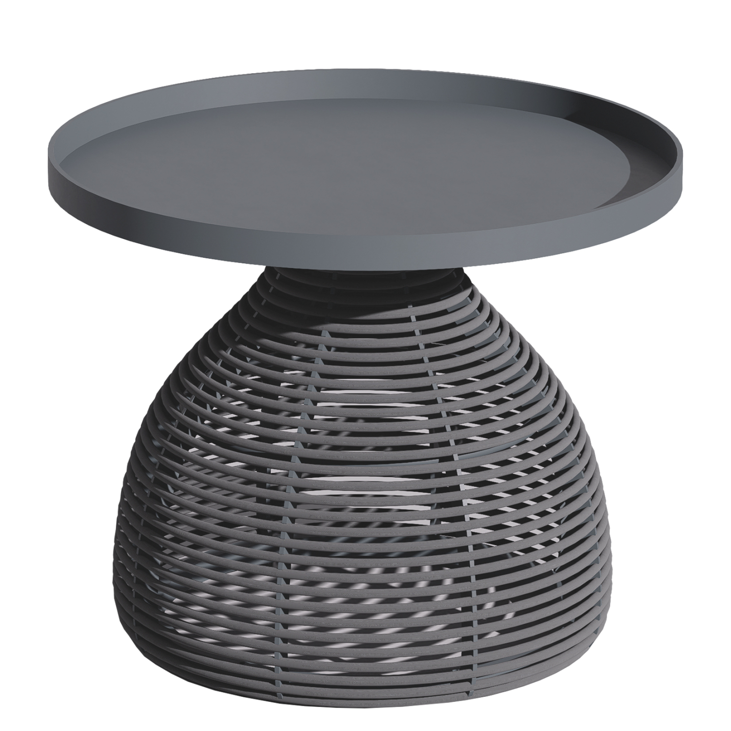 boithitiko-trapezaki-stroggylo-fb9647701 ΒΟΗΘΗΤΙΚΟ ΤΡΑΠΕΖΑΚΙ ΣΤΡΟΓΓΥΛΟ FB96477.01 ΓΚΡΙ ΑΛΟΥΜΙΝΙΟ & ΣΧΟΙΝΙ Φ55x45Υεκ. - Image 1