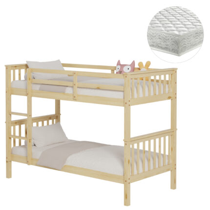 ΚΟΥΚΕΤΑ ΠΑΙΔΙΚΗ ΜΕ 2 ΣΤΡΩΜΑΤΑ FB921307 ΞΥΛΟ ΠΕΥΚΟΥ ΦΥΣΙΚΟ--ΣΤΡΩΜΑΤΑ 90x190εκ