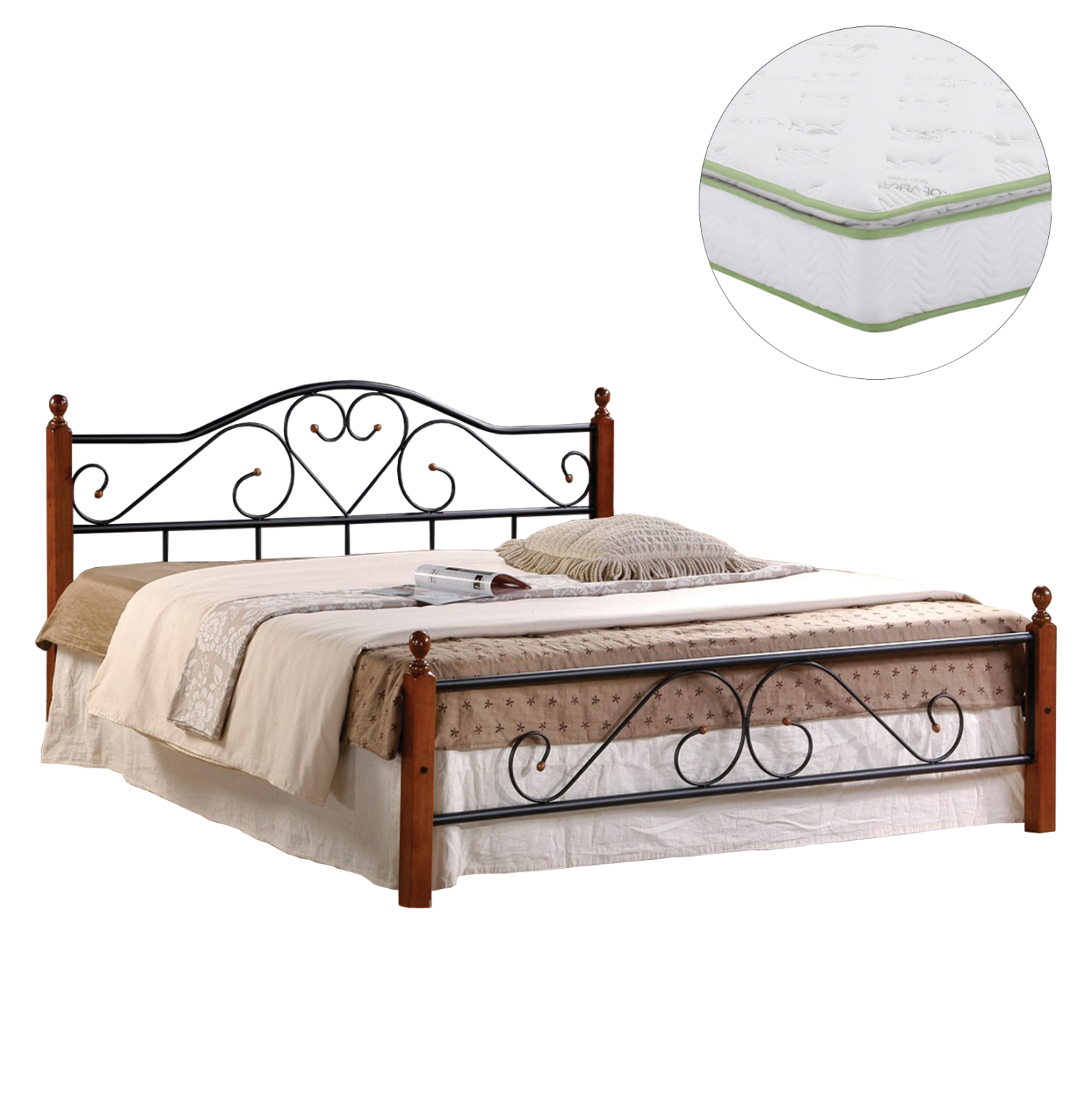 krebati-diplo-stroma-fb921327-metallo-xy ΚΡΕΒΑΤΙ ΔΙΠΛΟ & ΣΤΡΩΜΑ FB921327 ΜΕΤΑΛΛΟ & ΞΥΛΟ ΣΕ DIRTY OAK--ΣΤΡΩΜΑ 150x200εκ - Image 1