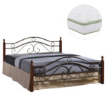 ΚΡΕΒΑΤΙ ΔΙΠΛΟ & ΣΤΡΩΜΑ FB921328 ΜΕΤΑΛΛΟ & ΞΥΛΟ ΣΕ DIRTY OAK--ΣΤΡΩΜΑ 150x200εκ
