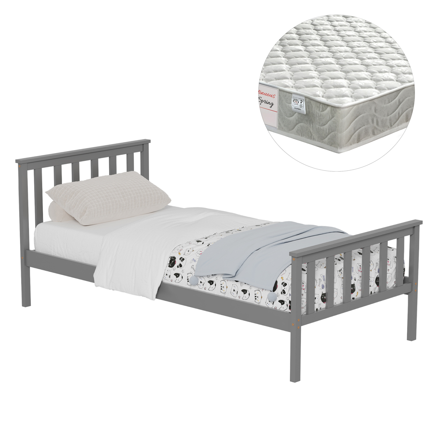 krebati-paidiko-me-stroma-fb92130002-xyl ΚΡΕΒΑΤΙ ΠΑΙΔΙΚΟ ΜΕ ΣΤΡΩΜΑ FB921300.02 ΞΥΛΟ ΠΕΥΚΟΥ ΣΕ ΓΚΡΙ- ΓΙΑ ΣΤΡΩΜΑ 90x190εκ - Image 1