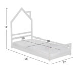 ΚΡΕΒΑΤΙ ΠΑΙΔΙΚΟ ΜΕ ΣΤΡΩΜΑ FB921301 ΞΥΛΟ ΠΕΥΚΟΥ ΣΕ ΛΕΥΚΟ--ΣΤΡΩΜΑ 90x190εκ - Image 3