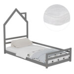 ΚΡΕΒΑΤΙ ΠΑΙΔΙΚΟ ΜΕ ΣΤΡΩΜΑ FB921301.01 ΞΥΛΟ ΠΕΥΚΟΥ ΣΕ ΓΚΡΙ--ΣΤΡΩΜΑ 90x190εκ