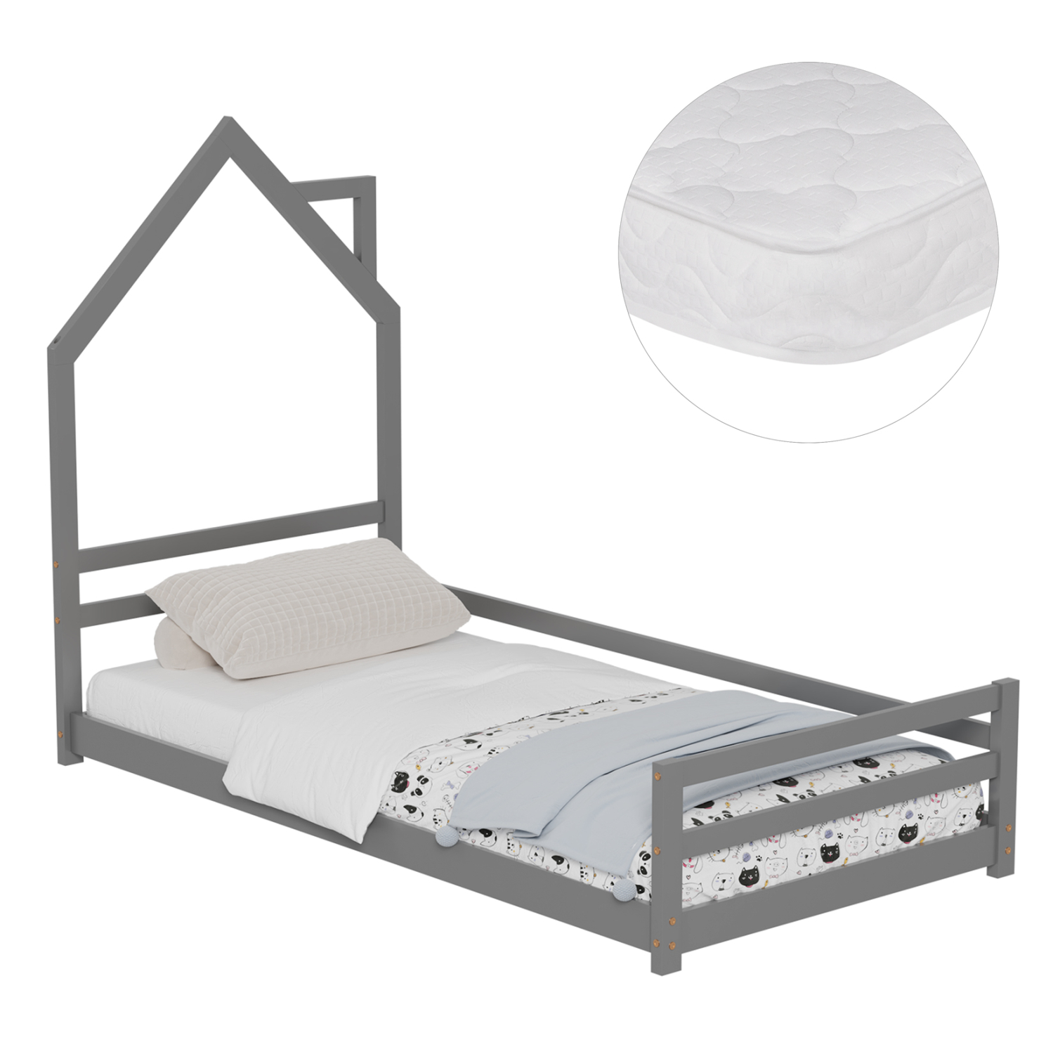 krebati-paidiko-me-stroma-fb92130101-xyl ΚΡΕΒΑΤΙ ΠΑΙΔΙΚΟ ΜΕ ΣΤΡΩΜΑ FB921301.01 ΞΥΛΟ ΠΕΥΚΟΥ ΣΕ ΓΚΡΙ--ΣΤΡΩΜΑ 90x190εκ - Image 1