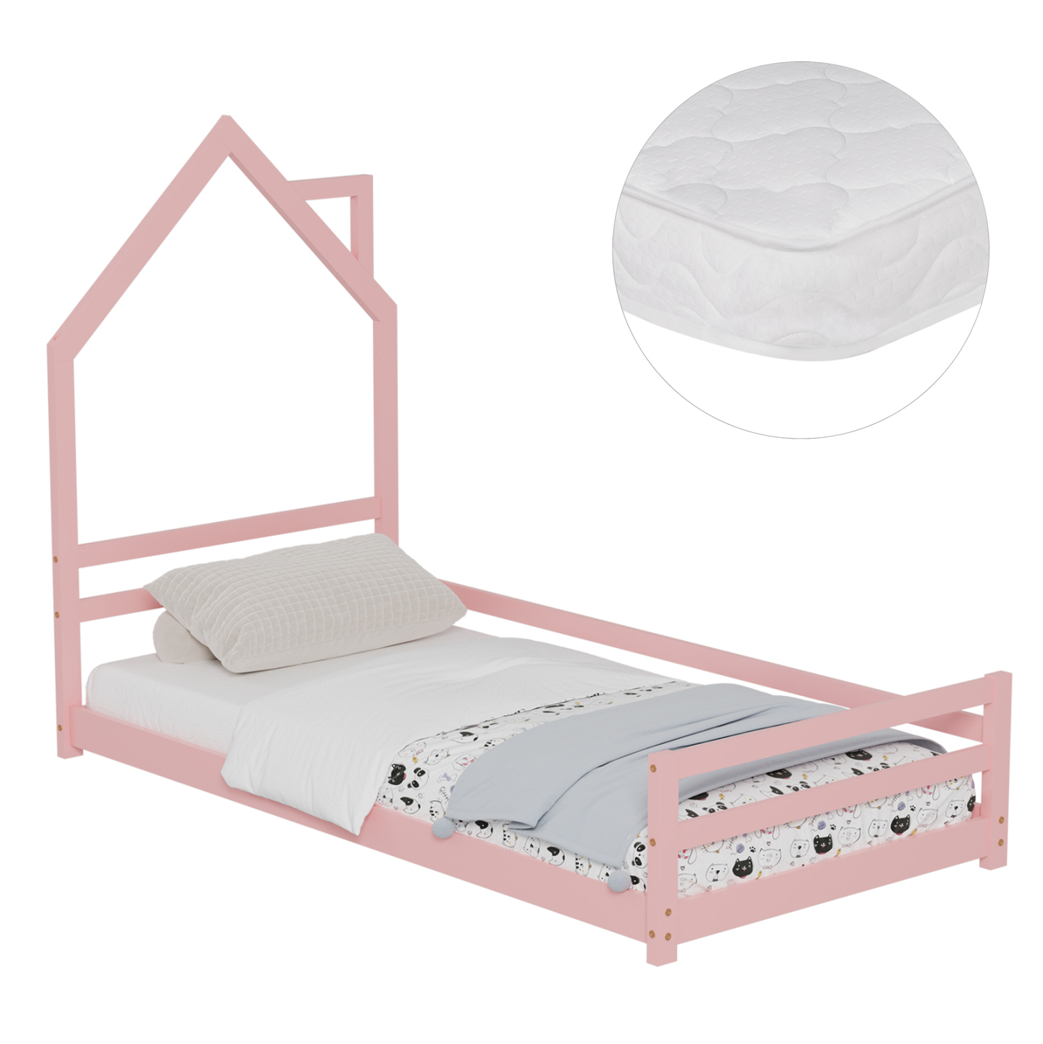 krebati-paidiko-me-stroma-fb92130102-xyl ΚΡΕΒΑΤΙ ΠΑΙΔΙΚΟ ΜΕ ΣΤΡΩΜΑ FB921301.02 ΞΥΛΟ ΠΕΥΚΟΥ ΣΕ ΡΟΖ--ΣΤΡΩΜΑ 90x190εκ - Image 1