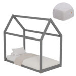 ΚΡΕΒΑΤΙ ΠΑΙΔΙΚΟ ΜΕ ΣΤΡΩΜΑ FB921303.02 ΞΥΛΟ ΠΕΥΚΟΥ ΣΕ ΓΚΡΙ--ΣΤΡΩΜΑ 70x140εκ