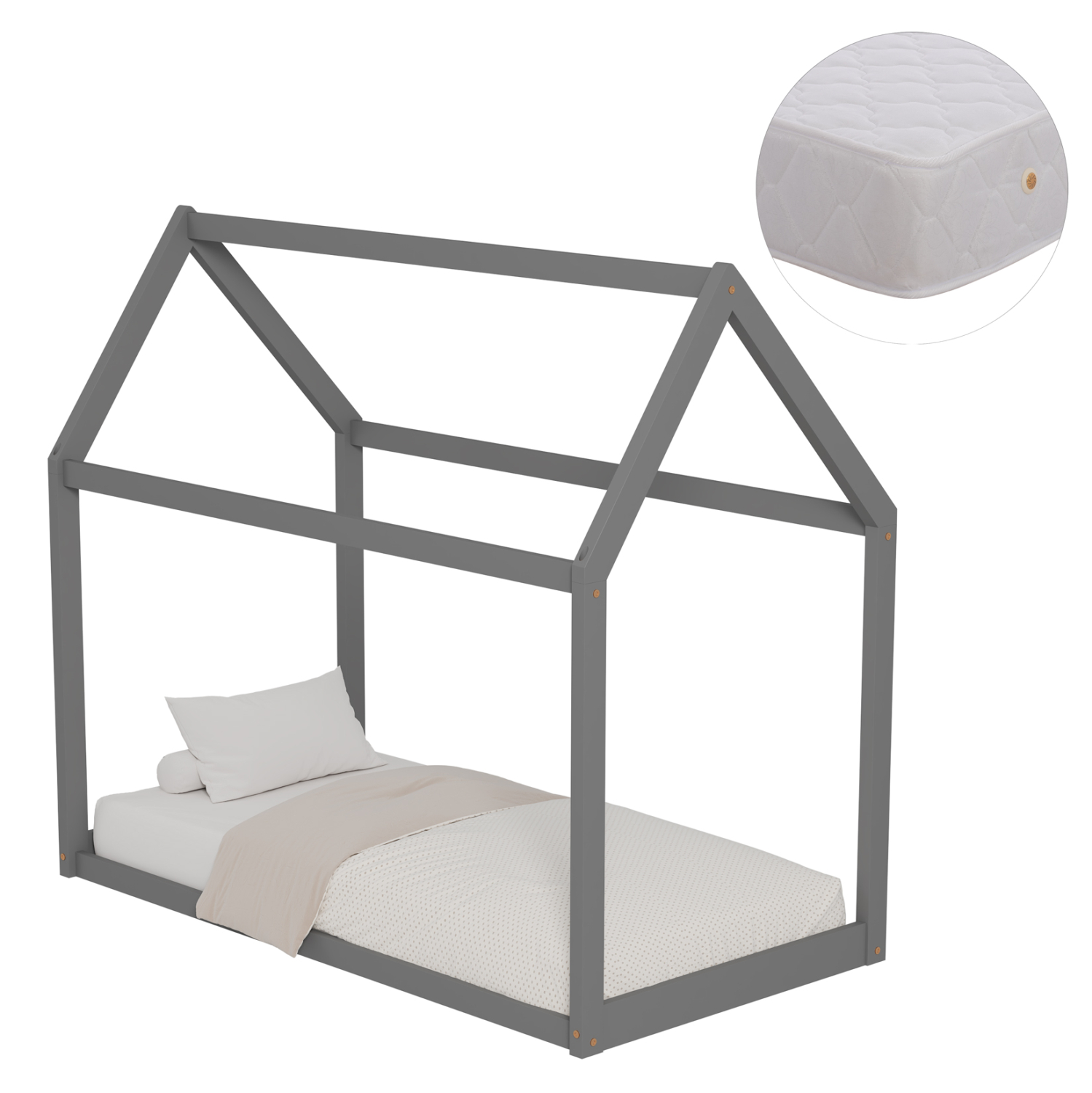 krebati-paidiko-me-stroma-fb92130302-xyl ΚΡΕΒΑΤΙ ΠΑΙΔΙΚΟ ΜΕ ΣΤΡΩΜΑ FB921303.02 ΞΥΛΟ ΠΕΥΚΟΥ ΣΕ ΓΚΡΙ--ΣΤΡΩΜΑ 70x140εκ - Image 1