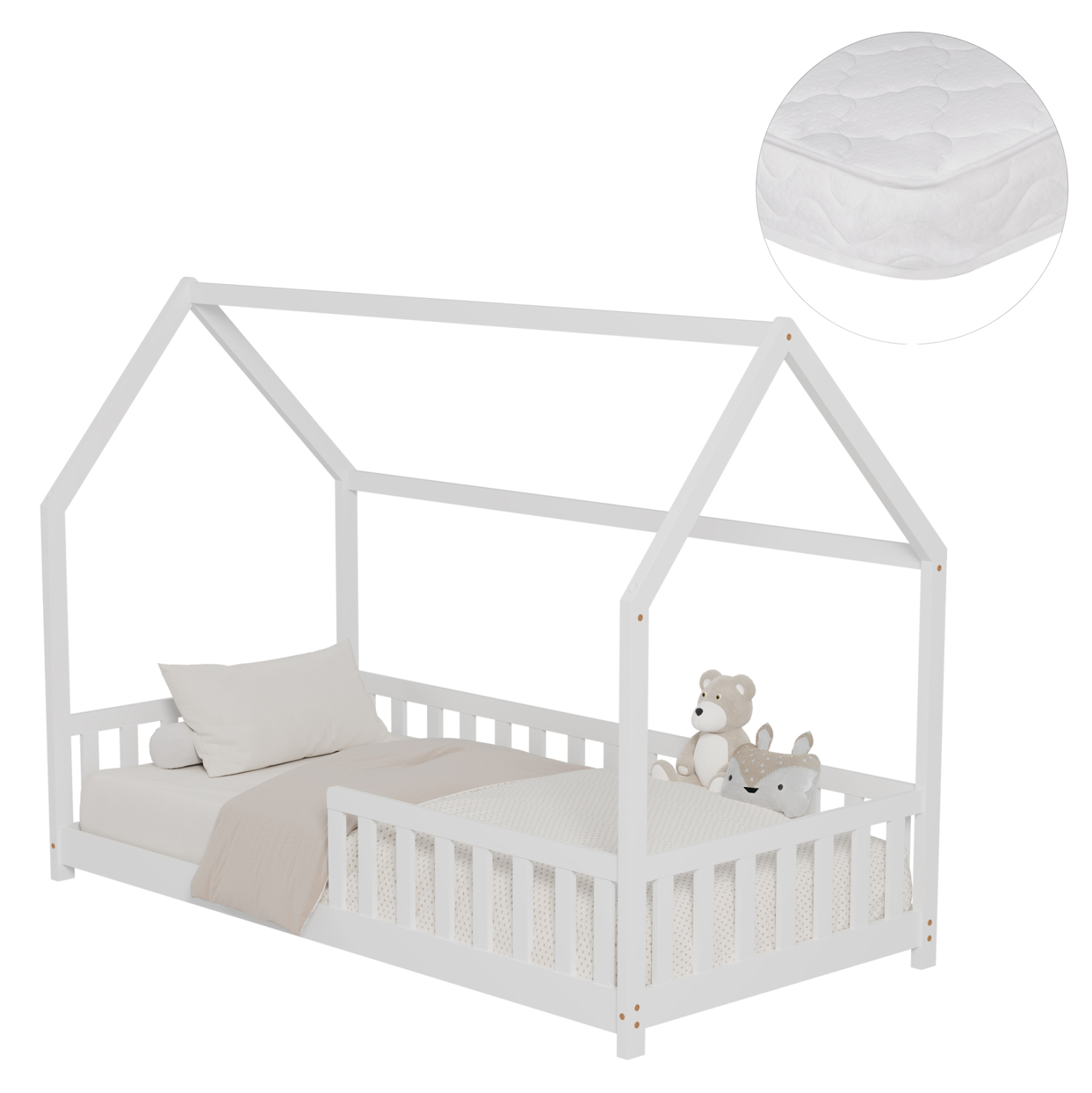 krebati-paidiko-me-stroma-fb92130401-xyl ΚΡΕΒΑΤΙ ΠΑΙΔΙΚΟ ΜΕ ΣΤΡΩΜΑ FB921304.01 ΞΥΛΟ ΠΕΥΚΟΥ ΣΕ ΛΕΥΚΟ--ΣΤΡΩΜΑ 90x190εκ - Image 1