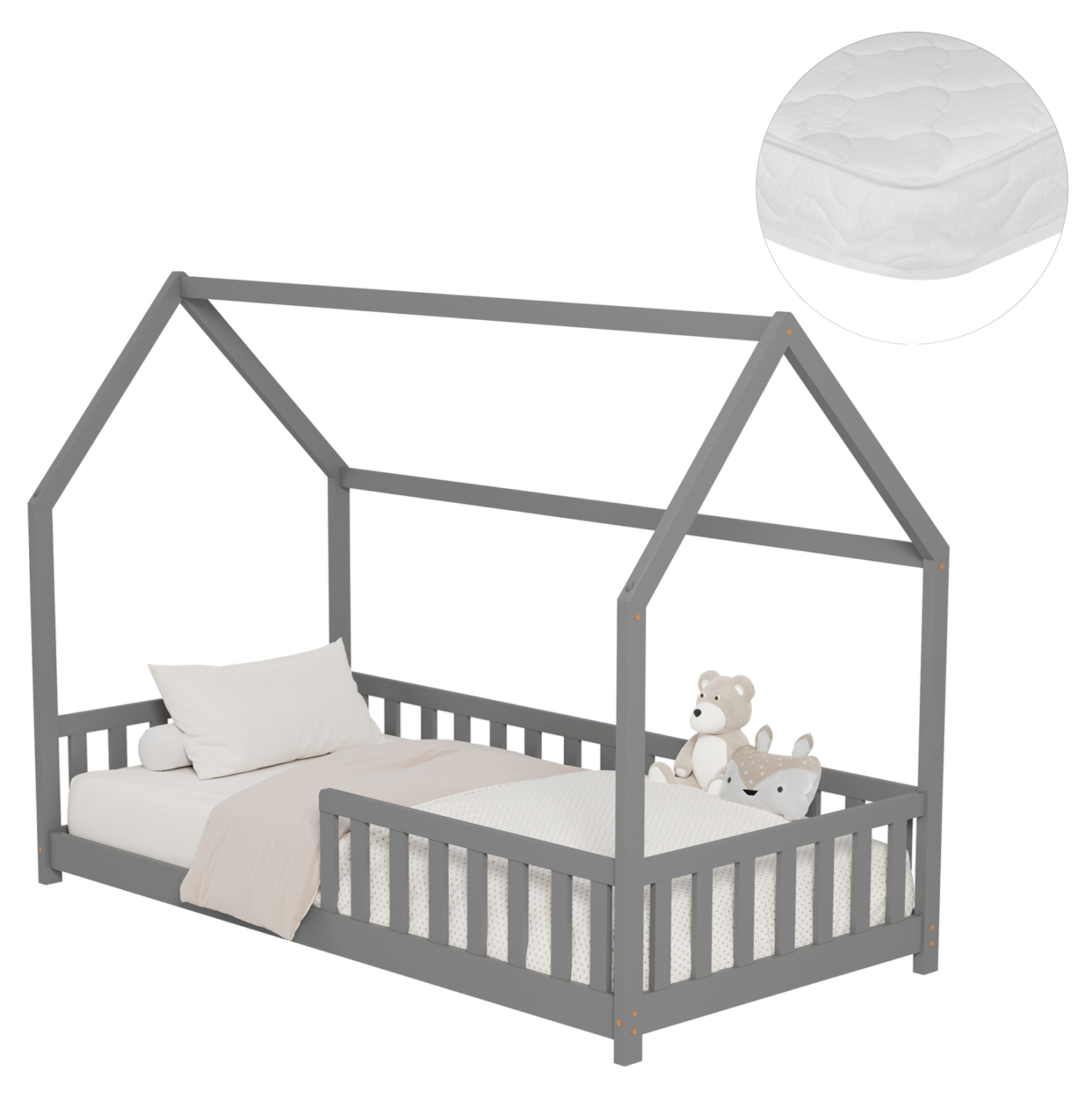 krebati-paidiko-me-stroma-fb92130402-xyl ΚΡΕΒΑΤΙ ΠΑΙΔΙΚΟ ΜΕ ΣΤΡΩΜΑ FB921304.02 ΞΥΛΟ ΠΕΥΚΟΥ ΣΕ ΓΚΡΙ--ΣΤΡΩΜΑ 90x190εκ - Image 1