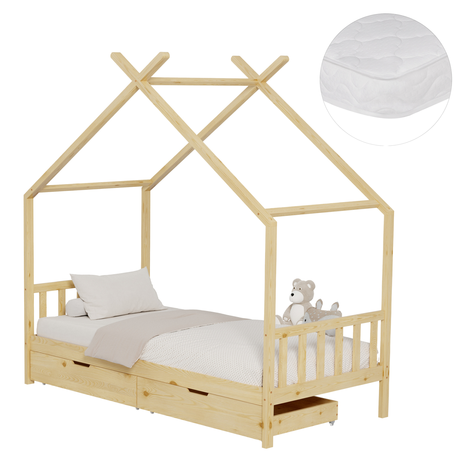 krebati-paidiko-me-stroma-fb921305-xylo- ΚΡΕΒΑΤΙ ΠΑΙΔΙΚΟ ΜΕ ΣΤΡΩΜΑ FB921305 ΞΥΛΟ ΠΕΥΚΟΥ ΣΕ ΦΥΣΙΚΟ--ΣΤΡΩΜΑ 90x190εκ - Image 1