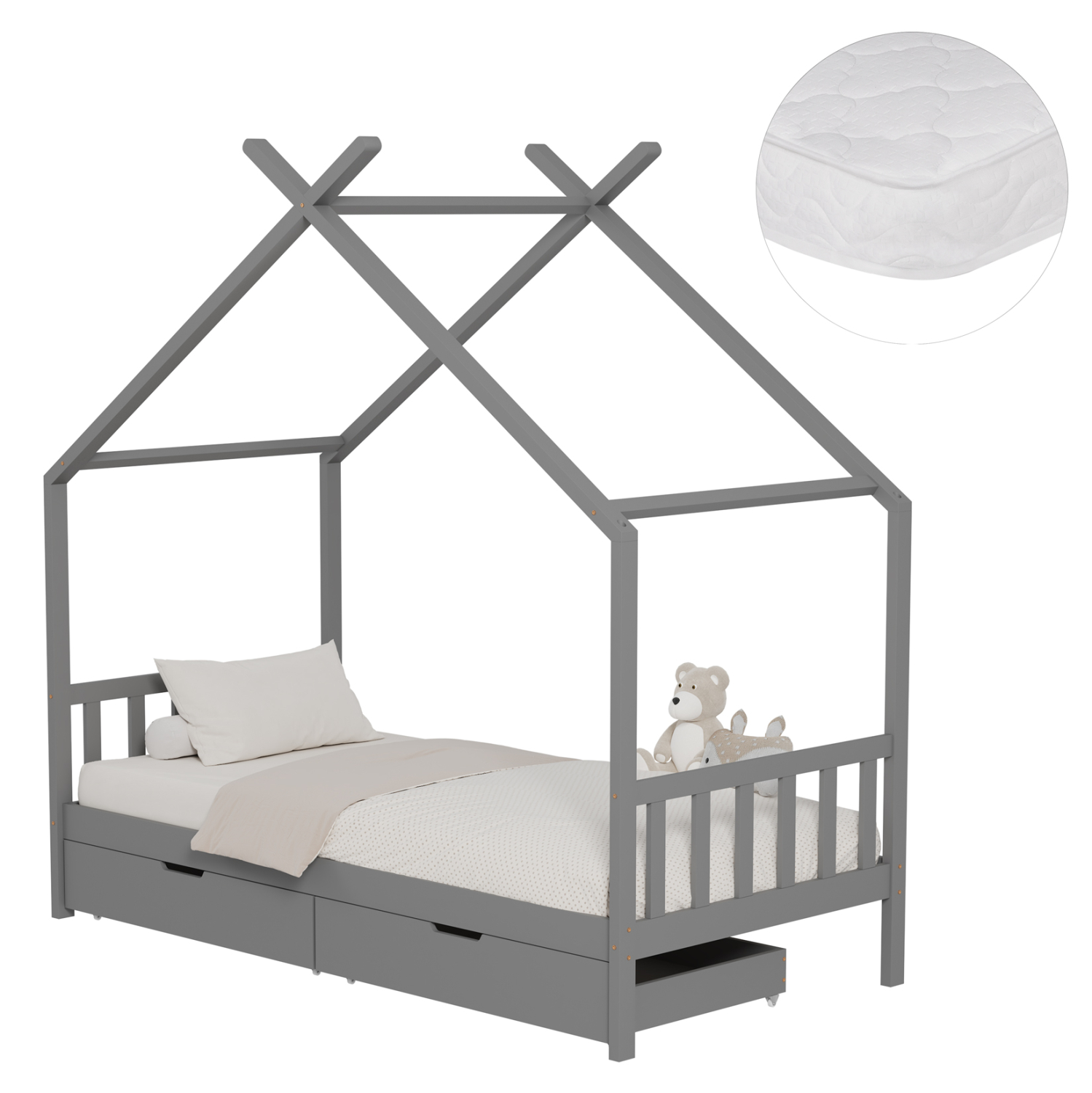 krebati-paidiko-me-stroma-fb92130502-xyl ΚΡΕΒΑΤΙ ΠΑΙΔΙΚΟ ΜΕ ΣΤΡΩΜΑ FB921305.02 ΞΥΛΟ ΠΕΥΚΟΥ ΣΕ ΓΚΡΙ--ΣΤΡΩΜΑ 90x190εκ - Image 1