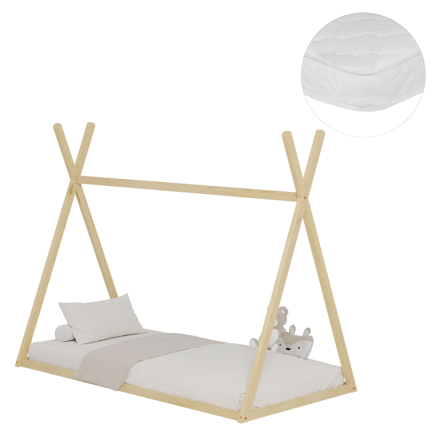 krebati-paidiko-me-stroma-fb921306-xylo- ΚΡΕΒΑΤΙ ΠΑΙΔΙΚΟ ΜΕ ΣΤΡΩΜΑ FB921306 ΞΥΛΟ ΠΕΥΚΟΥ ΣΕ ΦΥΣΙΚΟ--ΣΤΡΩΜΑ 90x190εκ - Image 1