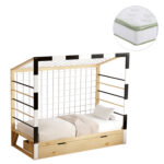 ΚΡΕΒΑΤΙ ΠΑΙΔΙΚΟ ΜΕ ΣΤΡΩΜΑ FB921309 ΠΕΥΚΟ ΦΥΣΙΚΟ-ΛΕΥΚΟ-ΜΑΥΡΟ--ΣΤΡΩΜΑ 90x190εκ