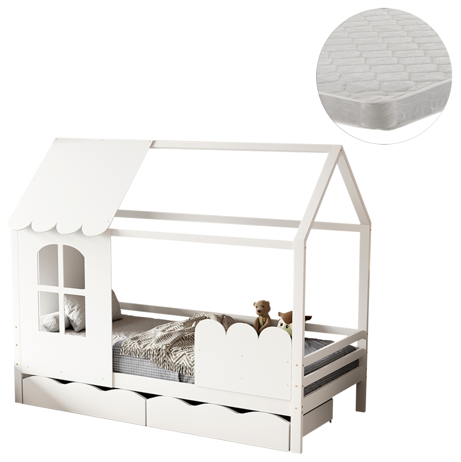 krebati-paidiko-me-stroma-fb921319-xylo- ΚΡΕΒΑΤΙ ΠΑΙΔΙΚΟ ΜΕ ΣΤΡΩΜΑ FB921319 ΞΥΛΟ ΠΕΥΚΟΥ ΣΕ ΛΕΥΚΟ--ΣΤΡΩΜΑ 90x190εκ - Image 1