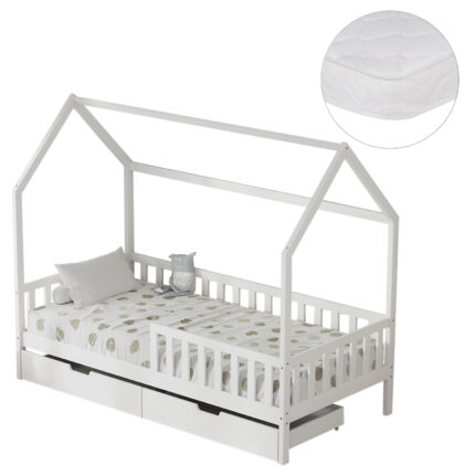 ΚΡΕΒΑΤΙ ΠΑΙΔΙΚΟ ΜΕ ΣΥΡΤΑΡΙΑ FB921324.01 ΞΥΛΟ ΠΕΥΚΟΥ ΛΕΥΚΟ--ΜΕ ΣΤΡΩΜΑ 90x190εκ