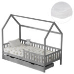 ΚΡΕΒΑΤΙ ΠΑΙΔΙΚΟ ΜΕ ΣΥΡΤΑΡΙΑ FB921324.02 ΞΥΛΟ ΠΕΥΚΟΥ ΓΚΡΙ--ΜΕ ΣΤΡΩΜΑ 90x190εκ