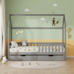 ΚΡΕΒΑΤΙ ΠΑΙΔΙΚΟ ΜΕ ΣΥΡΤΑΡΙΑ FB921324.02 ΞΥΛΟ ΠΕΥΚΟΥ ΓΚΡΙ--ΜΕ ΣΤΡΩΜΑ 90x190εκ - Image 4