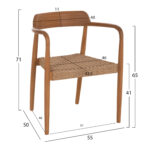 ΠΟΛΥΘΡΟΝΑ ΤΡΑΠΕΖΑΡΙΑΣ FB918350 ΞΥΛΟ TEAK & ΣΧΟΙΝΙ VIRO ΦΥΣΙΚΟ 55x50x71Υεκ. - Image 2