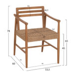 ΠΟΛΥΘΡΟΝΑ ΤΡΑΠΕΖΑΡΙΑΣ FB918351 ΞΥΛΟ TEAK & ΣΧΟΙΝΙ VIRO ΦΥΣΙΚΟ 53,5x60x78Υεκ - Image 2