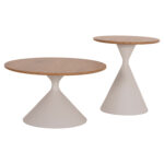 ΣΕΤ 2 ΤΡΑΠΕΖΙΑ ΣΑΛΟΝΙΟΥ FB918308.01 ΜΕΤΑΛΛΟ ΛΕΥΚΟ--MDF ΣΕ ΦΥΣΙΚΟ Φ50εκ & Φ70εκ - Image 4