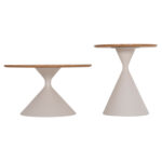 ΣΕΤ 2 ΤΡΑΠΕΖΙΑ ΣΑΛΟΝΙΟΥ FB918308.01 ΜΕΤΑΛΛΟ ΛΕΥΚΟ--MDF ΣΕ ΦΥΣΙΚΟ Φ50εκ & Φ70εκ - Image 6